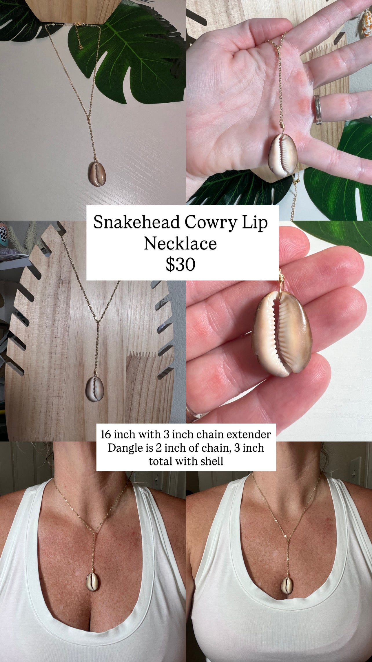 Snakehead Cowry Lips Dangle Necklace