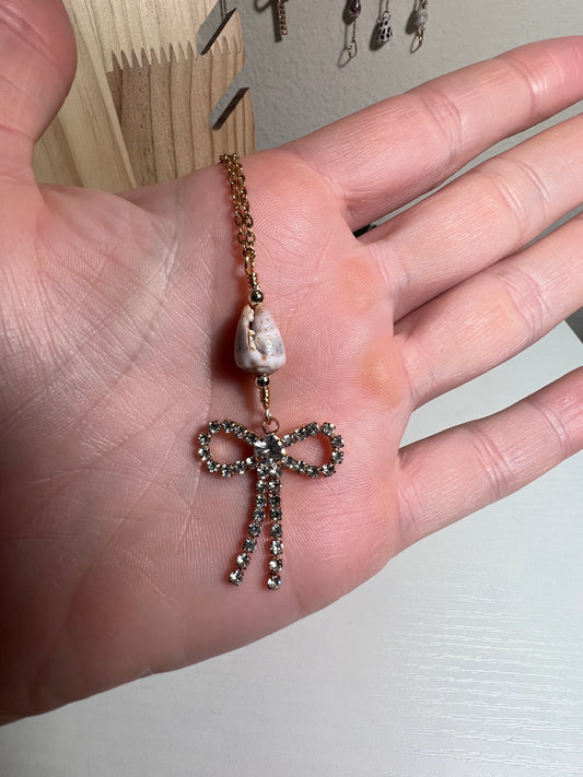 Abbreviated Cone and Bow Charm Necklace