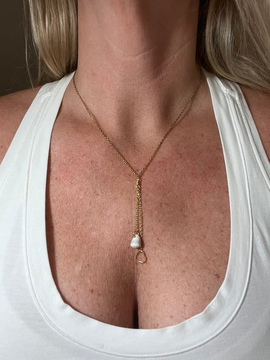 Abbreviated Cone and Heart Charm Necklace