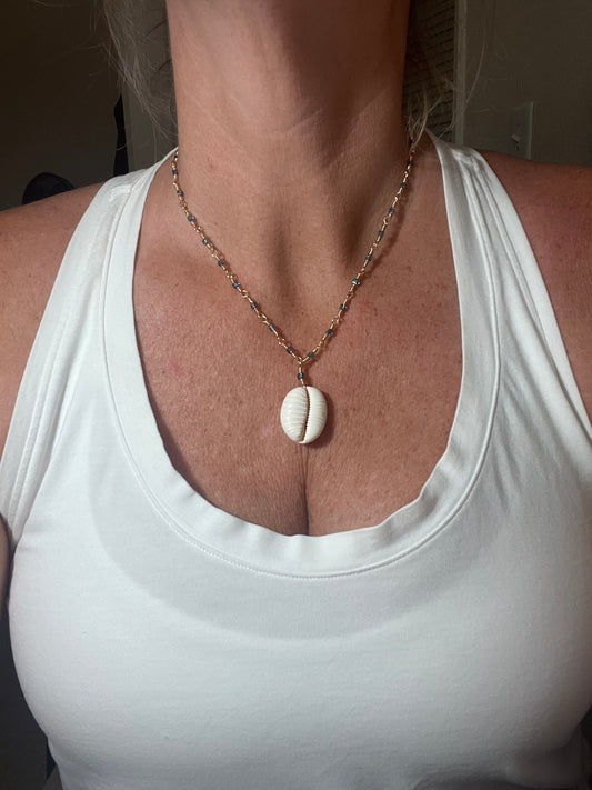 Granulated Cowry Wire Wrapped Necklace