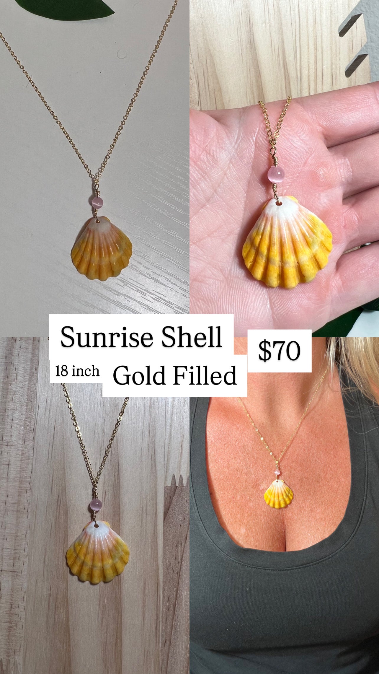 Sunrise Shell Necklace - Gold Filled