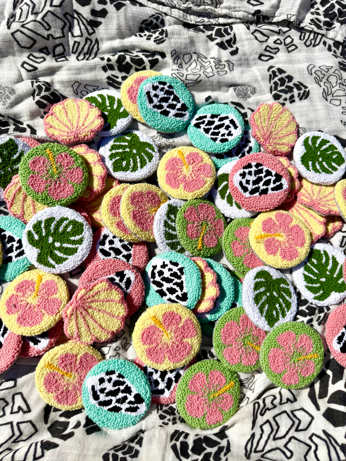 Cozy Car Coasters | Tropical & Seashell Cup Holder Coasters