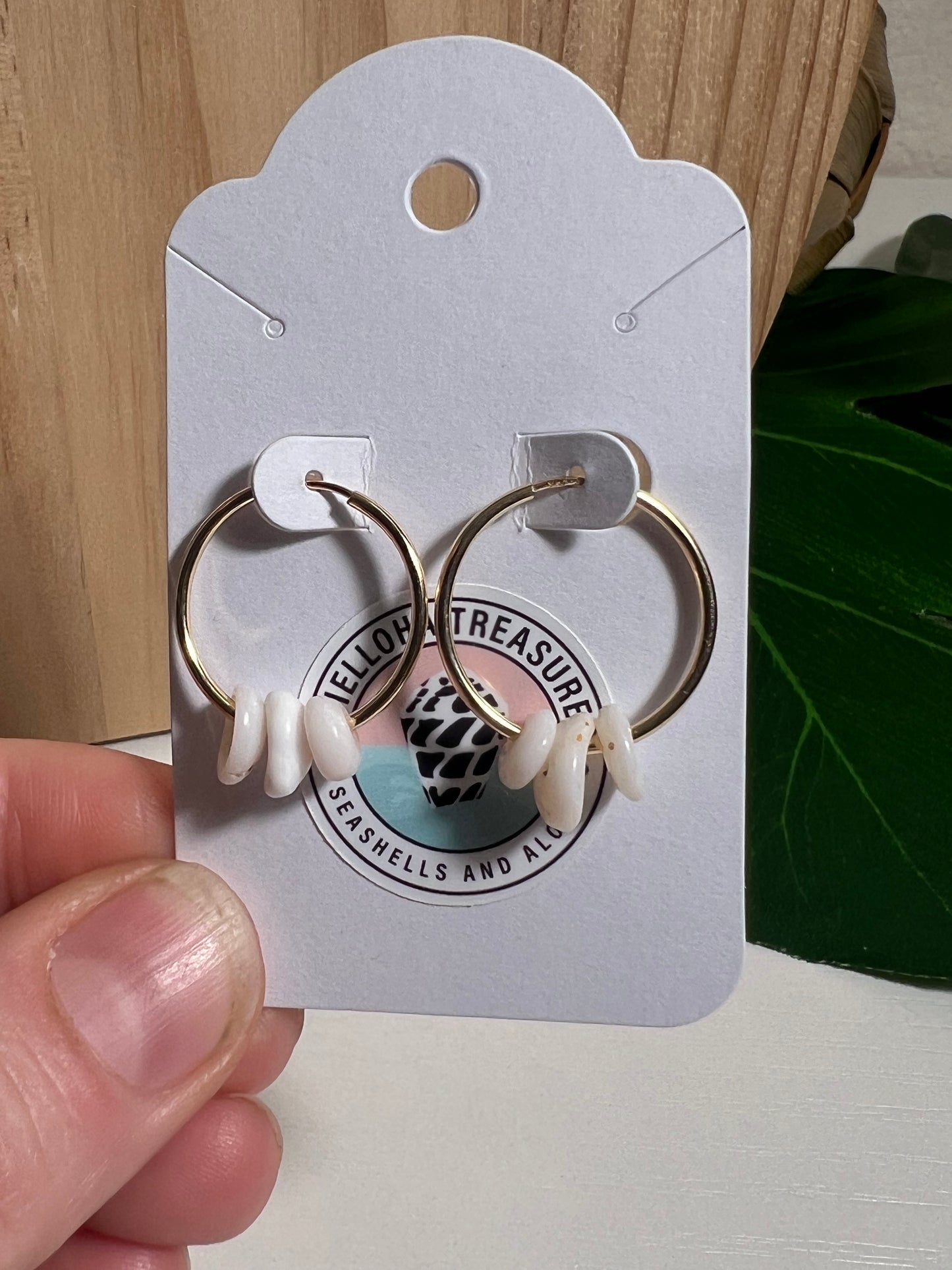 Gold Filled Hoop Earrings with Puka Shells