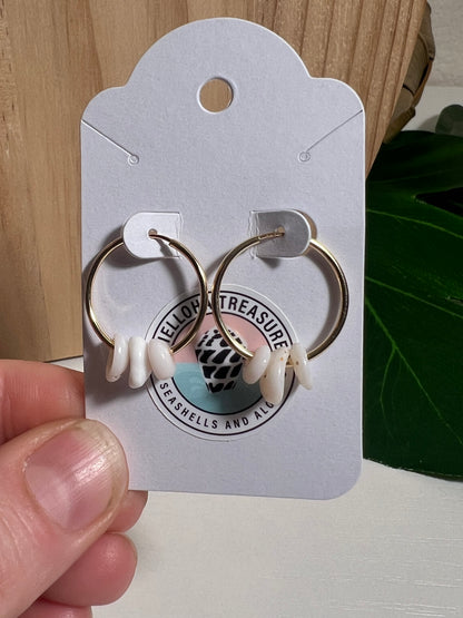 Gold Filled Hoop Earrings with Puka Shells