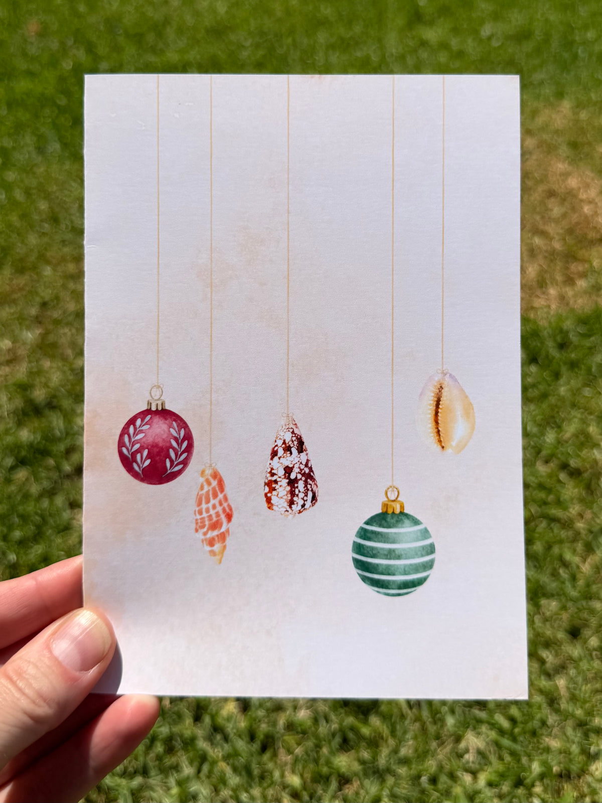 Watercolor Seashell Ornament Christmas Cards