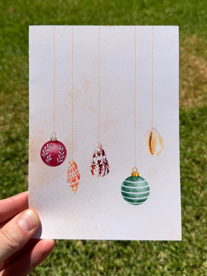 Watercolor Seashell Ornament Christmas Cards