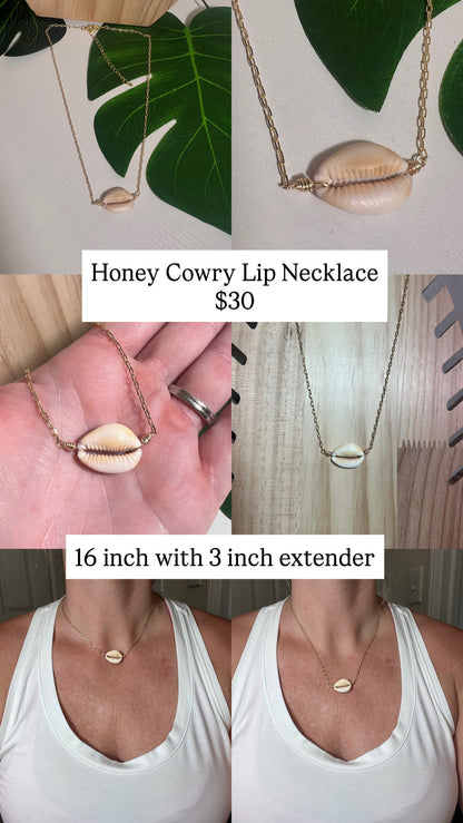 Honey Cowry Lip Necklace