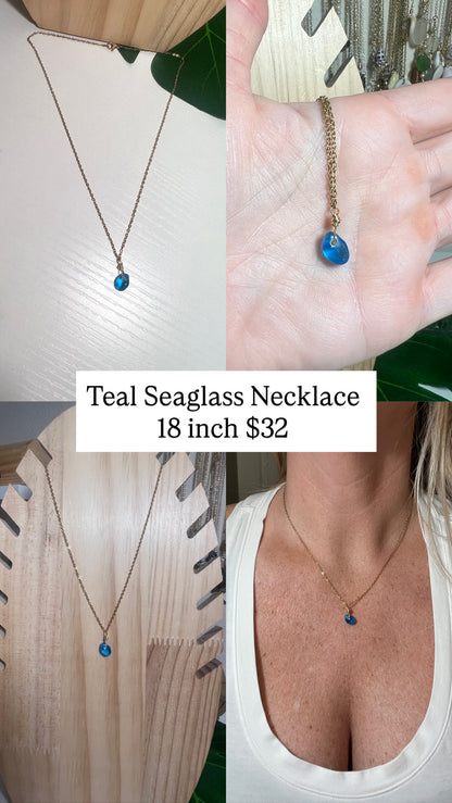 Teal Seaglass Necklace