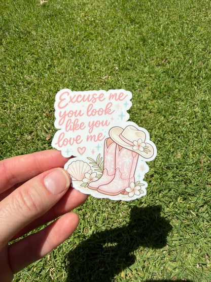 Excuse Me, You Look Like You Love Me Sticker