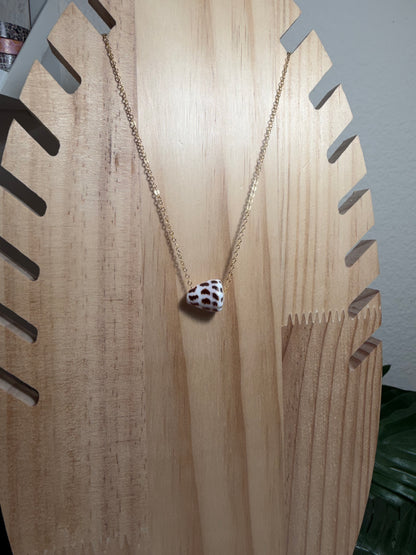 Brown Hebrew Floating Shell Necklace – Gold Filled | 17"