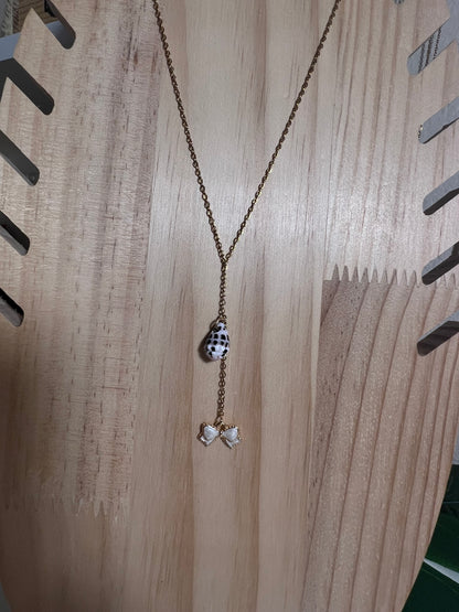Hebrew Cone and Bow Charm Dangle Necklace