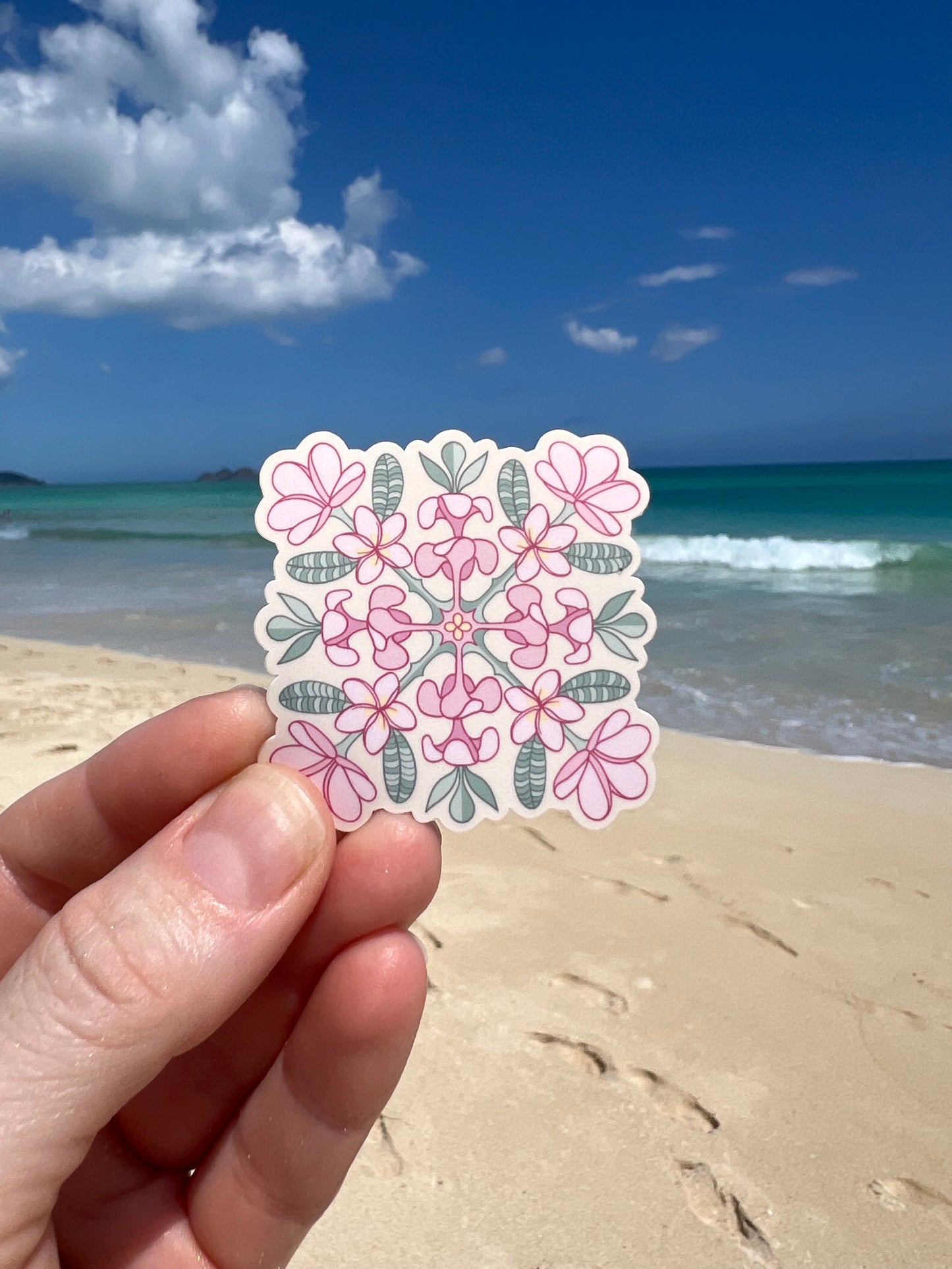 Plumeria Quilt Square Stickers