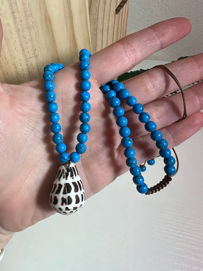 Hebrew Cone and Howlite Adjustable Necklace