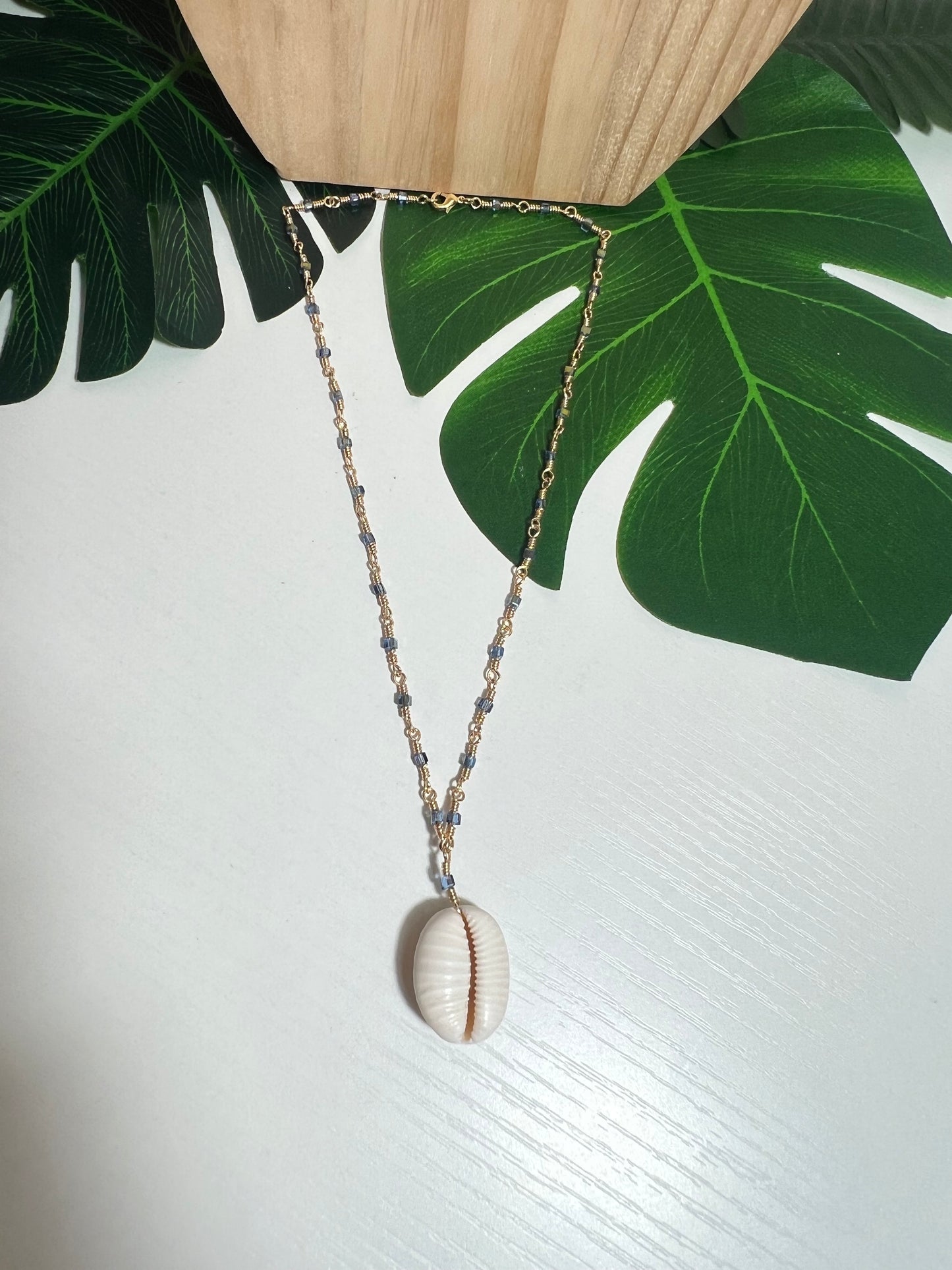 Granulated Cowry Wire Wrapped Necklace