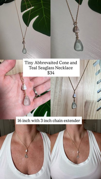 Abbreviated Cone and Sea Glass Necklace