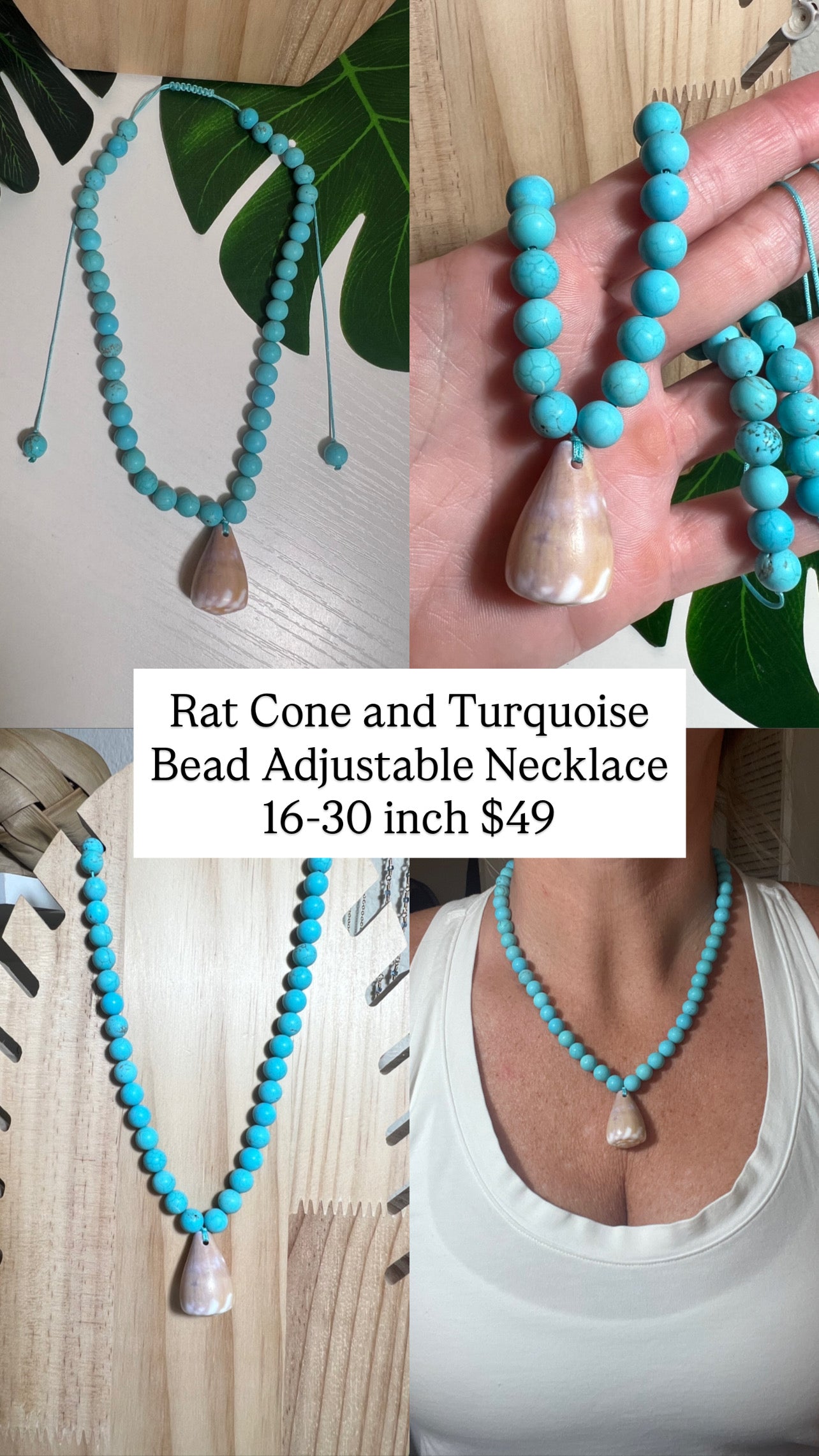 Hawaiian Cone Shell Adjustable Necklace