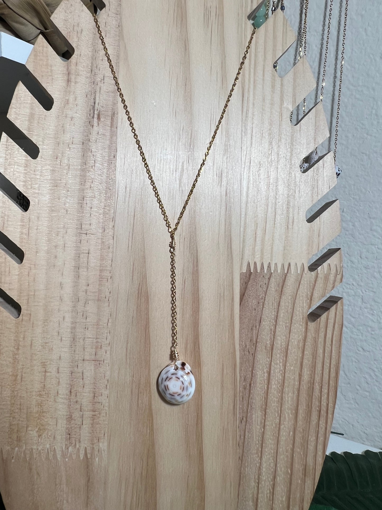 Hebrew Cone Puka Dangle Necklace