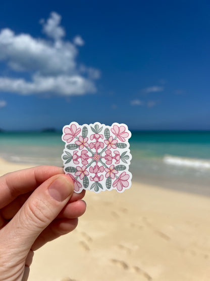 Plumeria Quilt Square Stickers