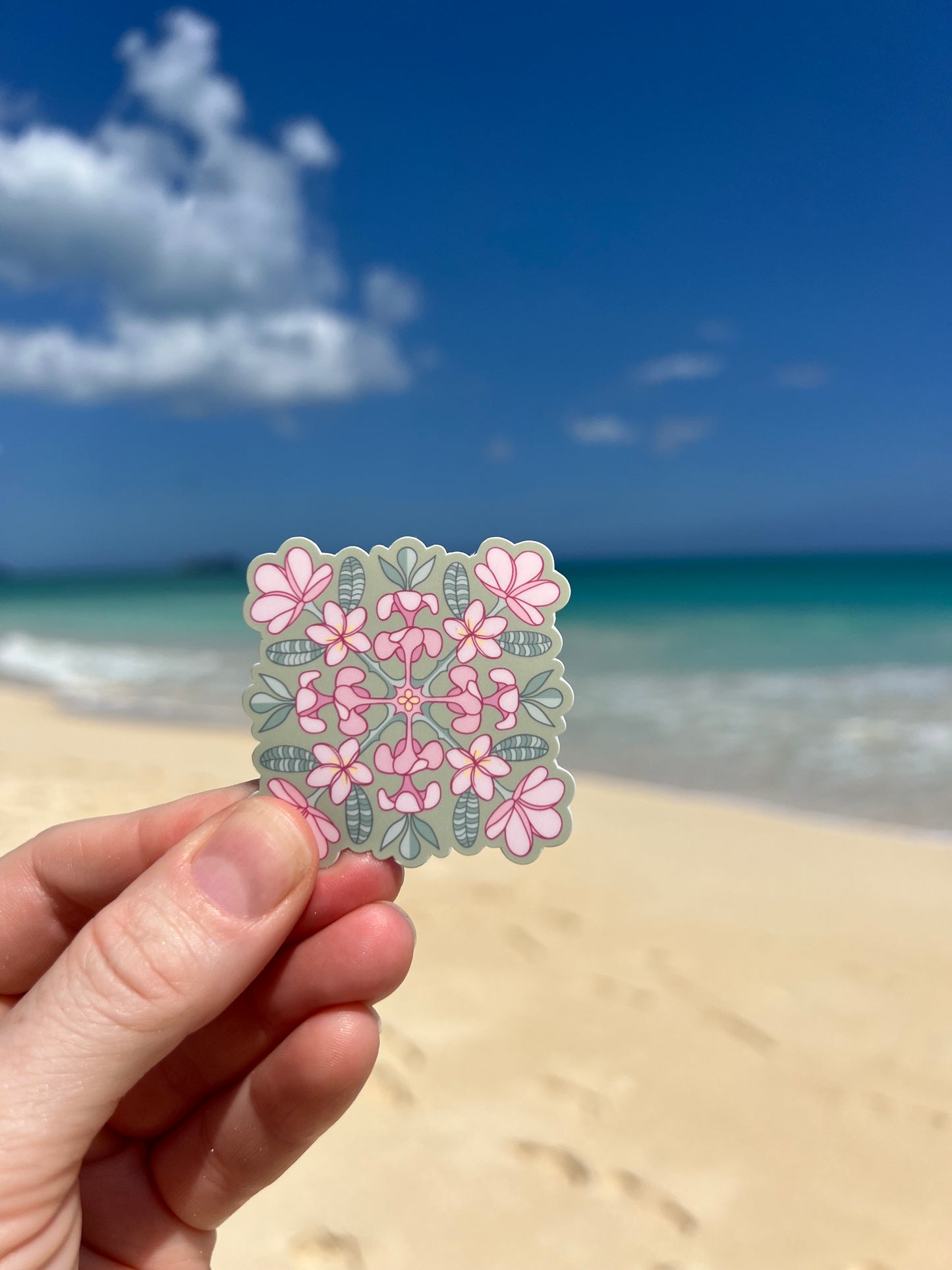 Plumeria Quilt Square Stickers