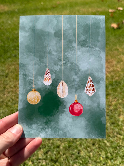 Watercolor Seashell Ornament Christmas Cards
