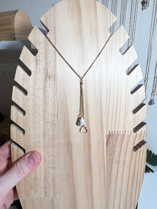 Abbreviated Cone and Heart Charm Necklace