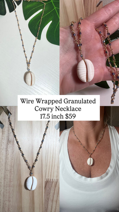 Granulated Cowry Wire Wrapped Necklace