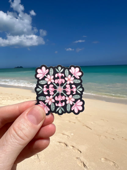 Plumeria Quilt Square Stickers