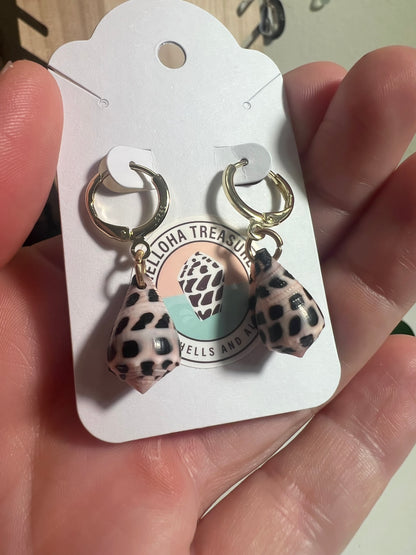 Hebrew Cone Shell Huggie Earrings