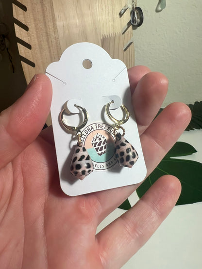 Hebrew Cone Shell Huggie Earrings