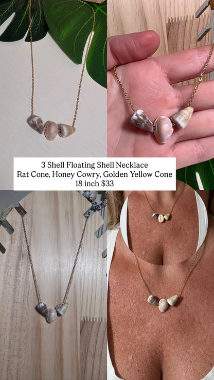Triple Floating Shell Necklace