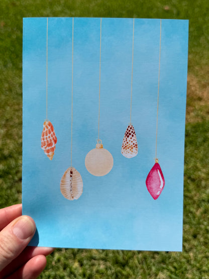 Watercolor Seashell Ornament Christmas Cards