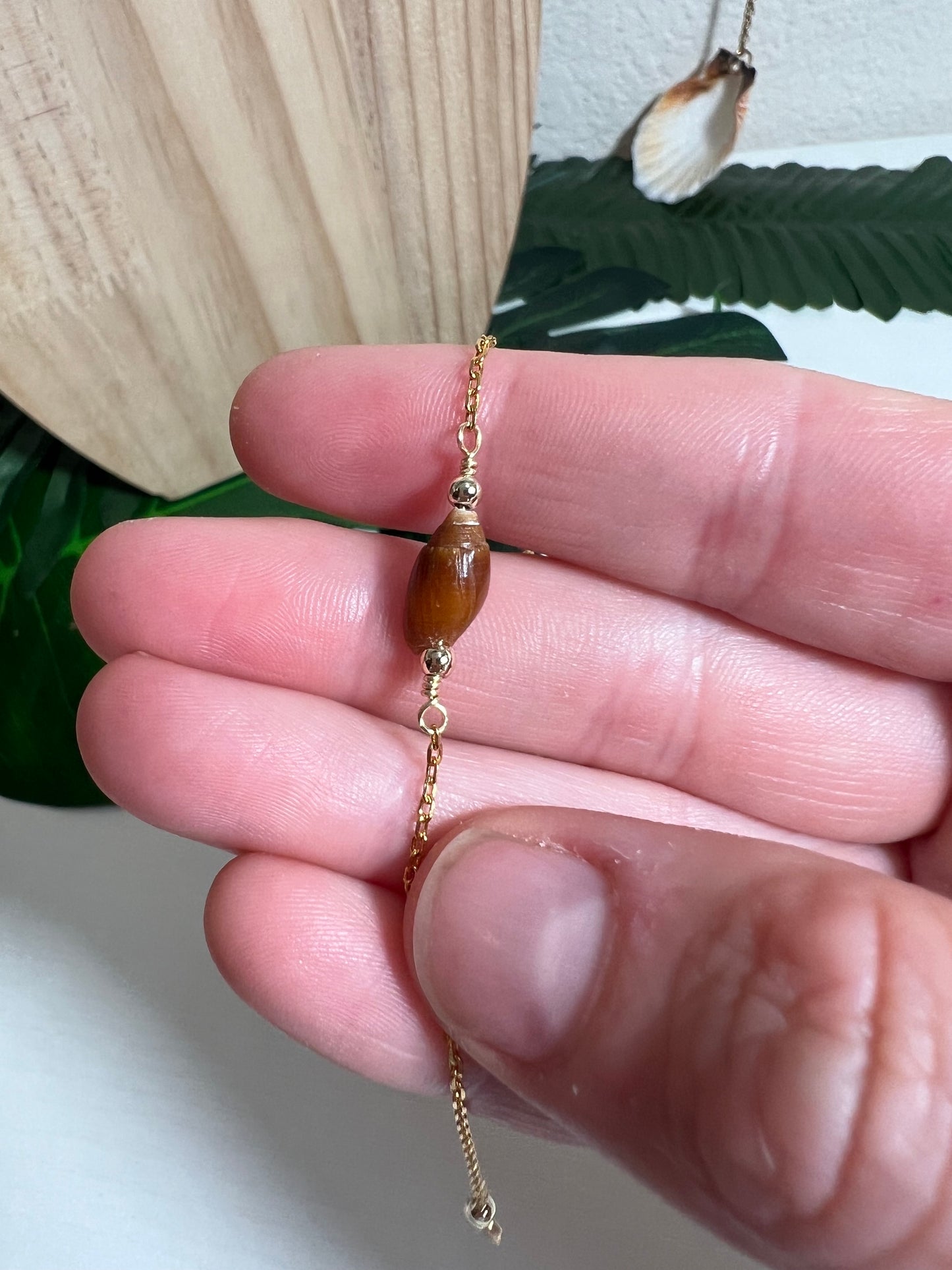 Super Tiny Brown Miter Shell Bracelet
