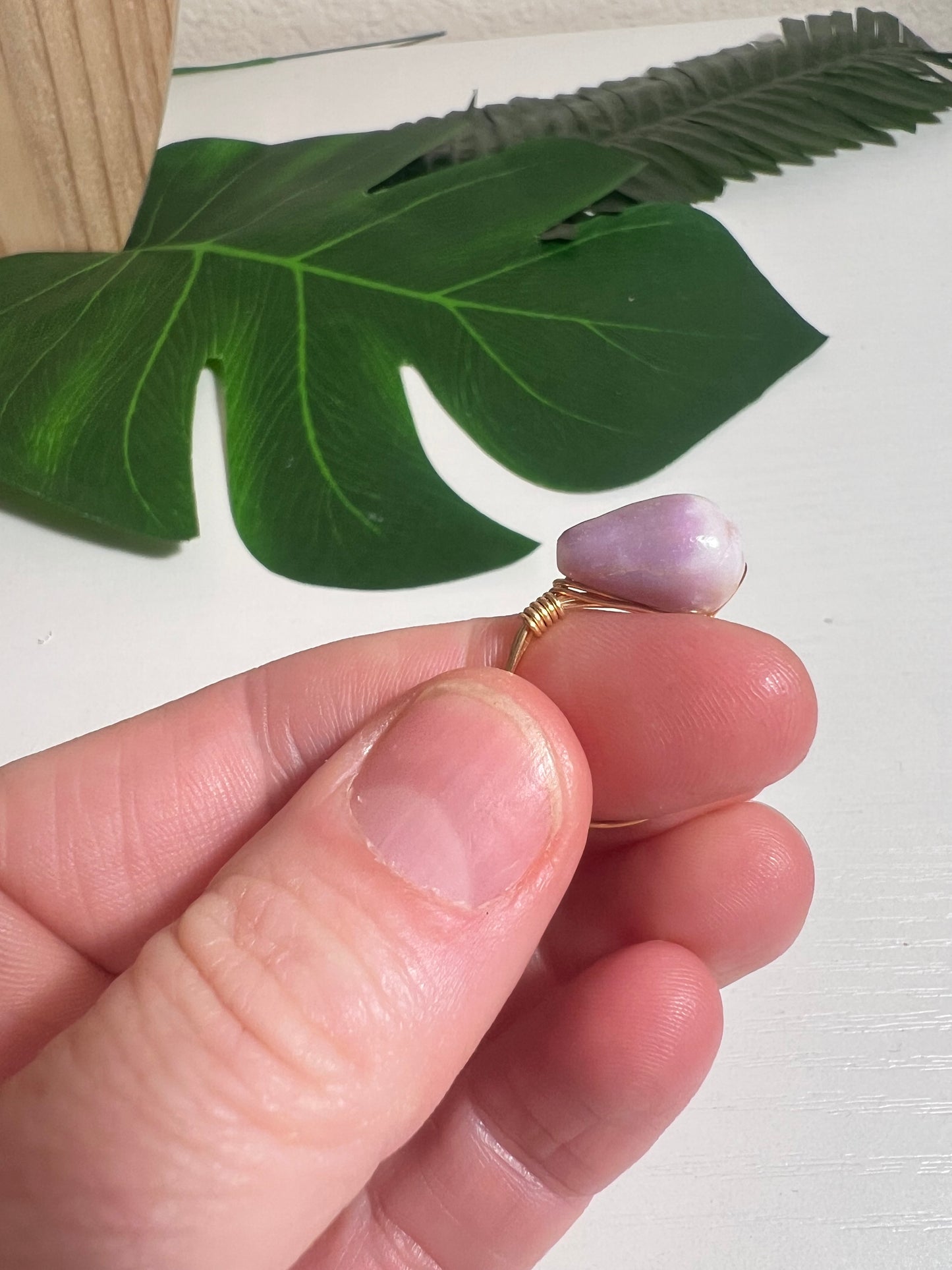 Purple Cone Shell Wire Wrapped Ring - Size 6.5