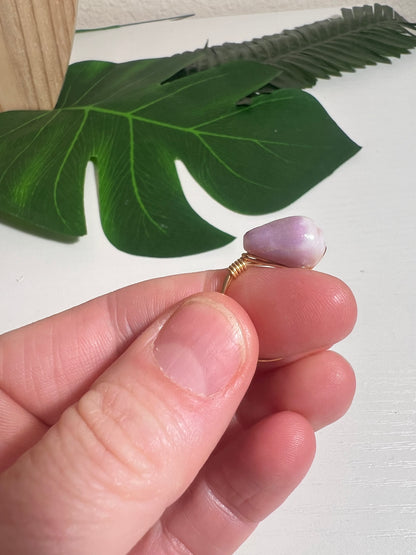 Purple Cone Shell Wire Wrapped Ring - Size 6.5