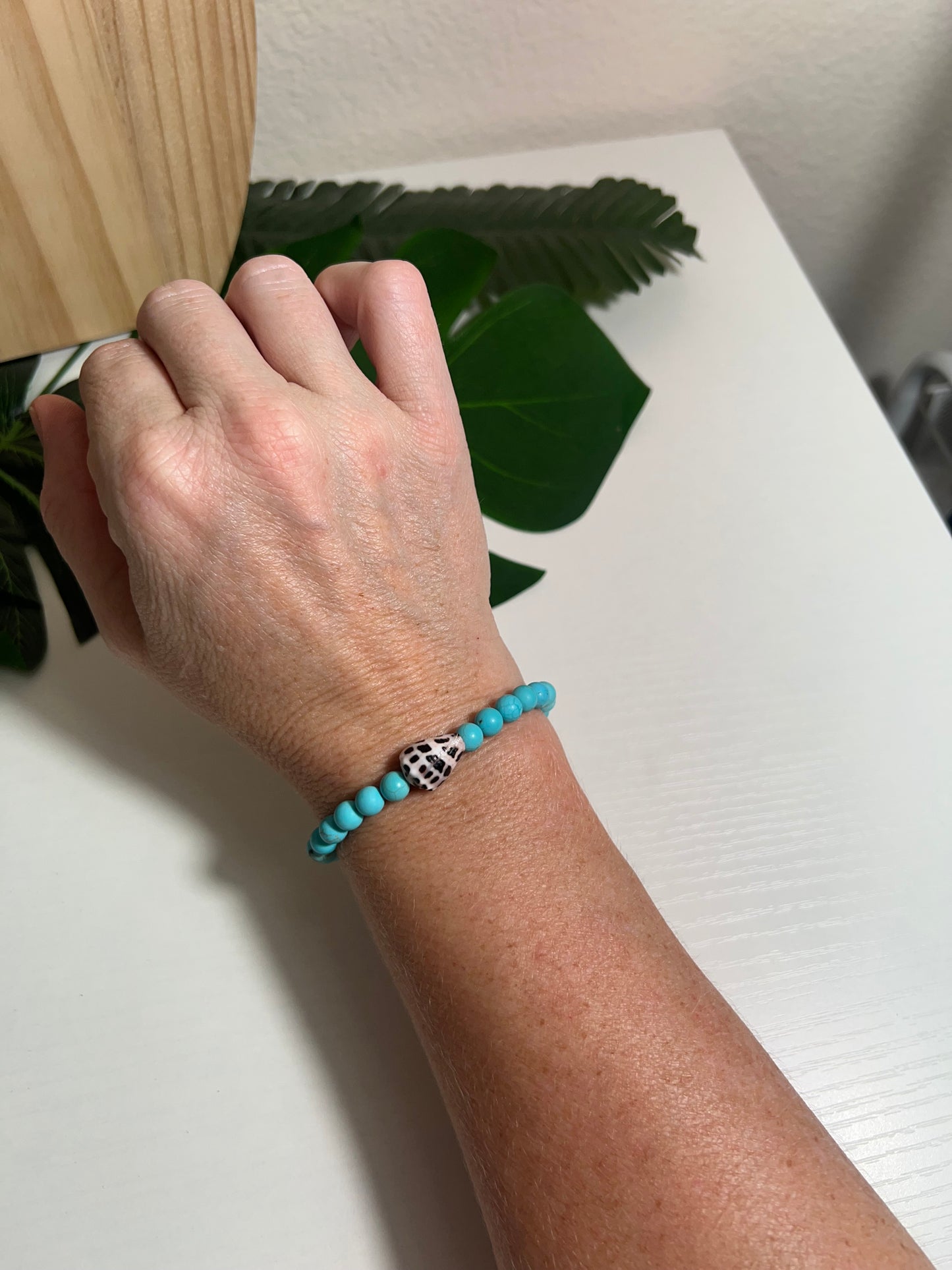 Hebrew Cone and Turquoise Beaded Bracelet