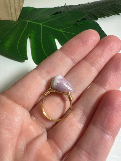 Purple Cone Shell Wire Wrapped Ring - Size 6.5