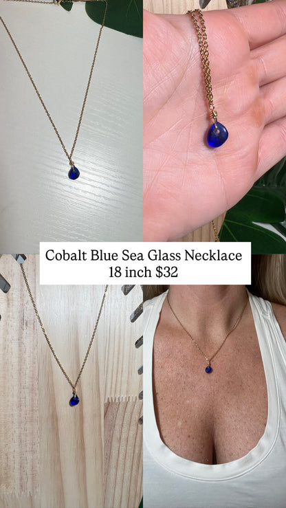 Cobalt Blue Seaglass Necklace