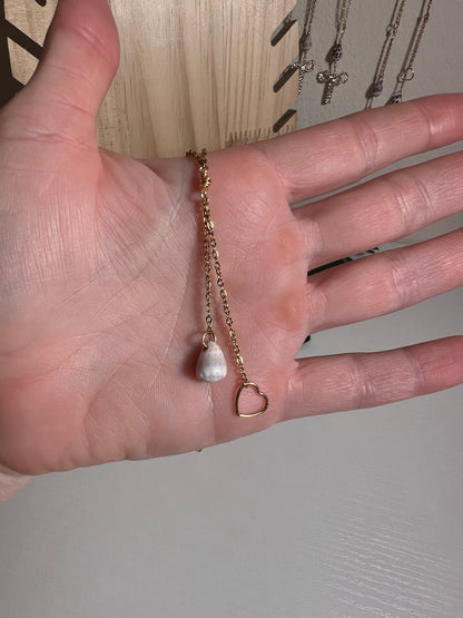 Abbreviated Cone and Heart Charm Necklace