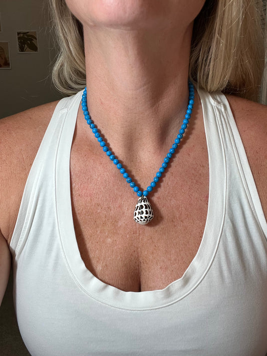 Hebrew Cone and Howlite Adjustable Necklace