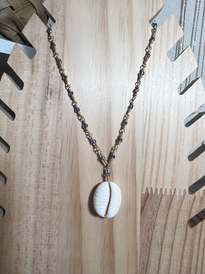Granulated Cowry Wire Wrapped Necklace