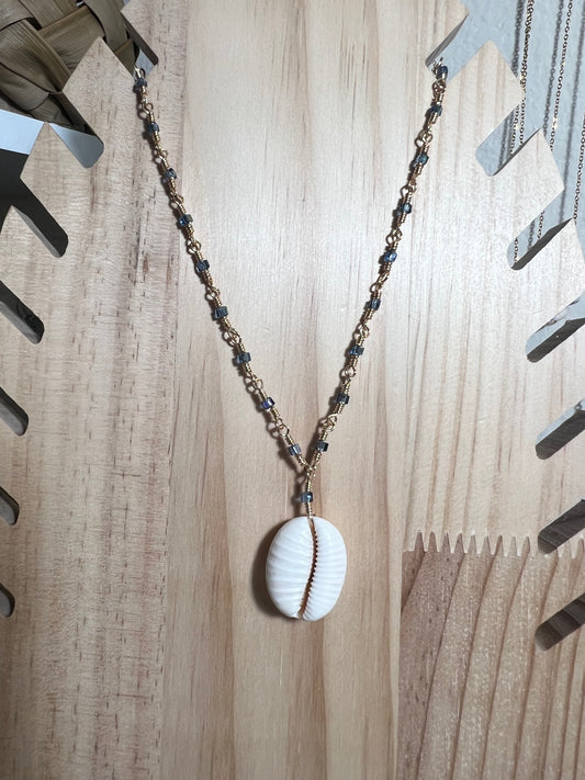 Granulated Cowry Wire Wrapped Necklace