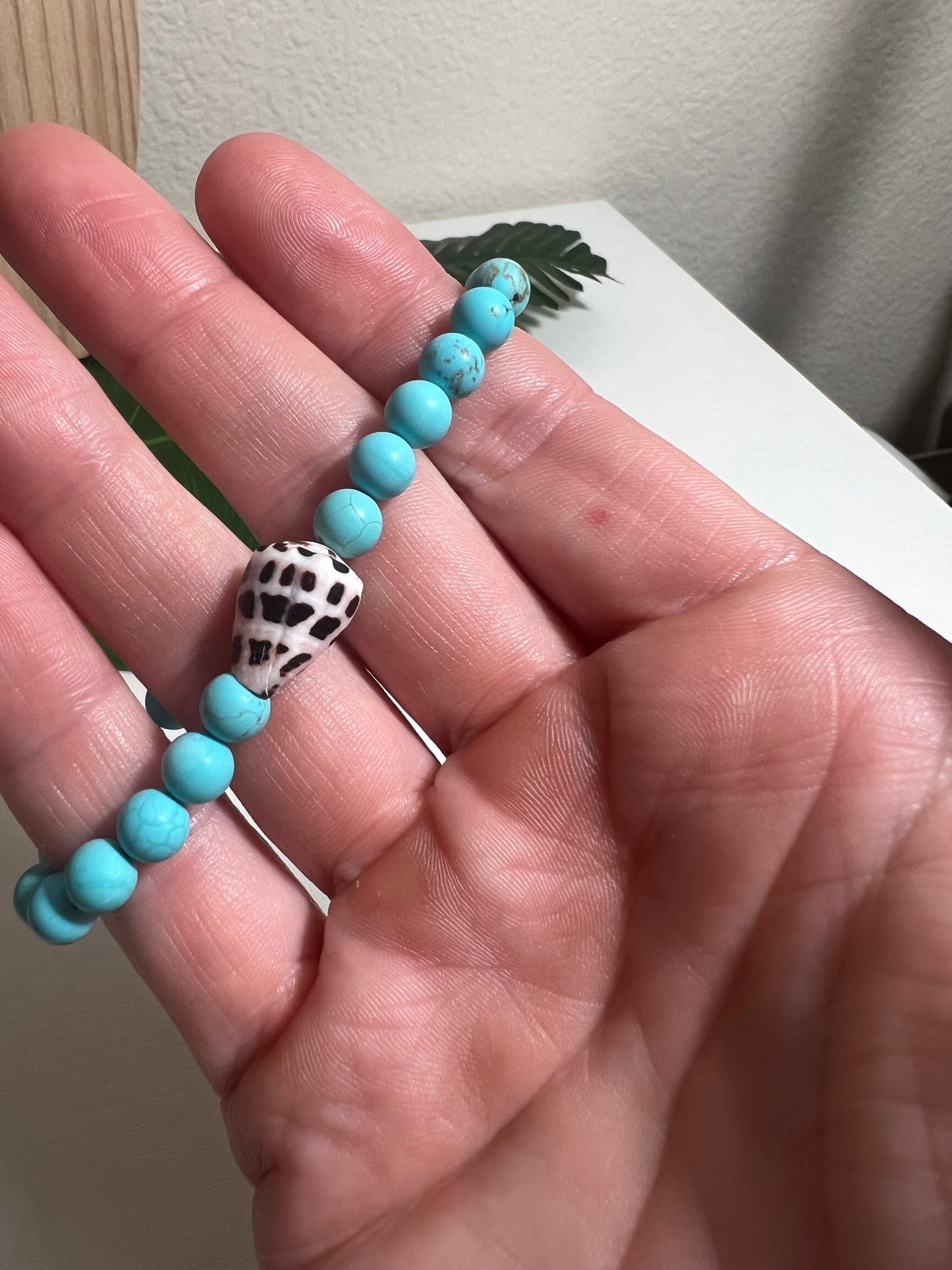 Hebrew Cone and Turquoise Beaded Bracelet