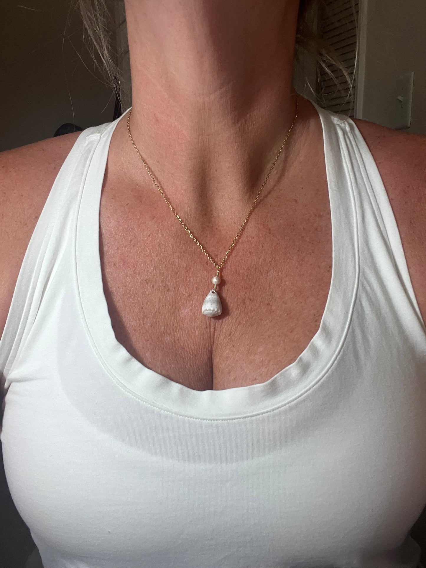 Abbreviated Cone and Pearl Necklace