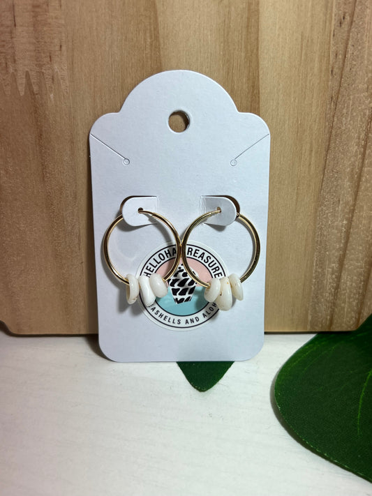 Gold Filled Hoop Earrings with Puka Shells