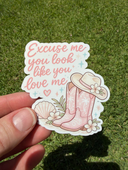Excuse Me, You Look Like You Love Me Sticker