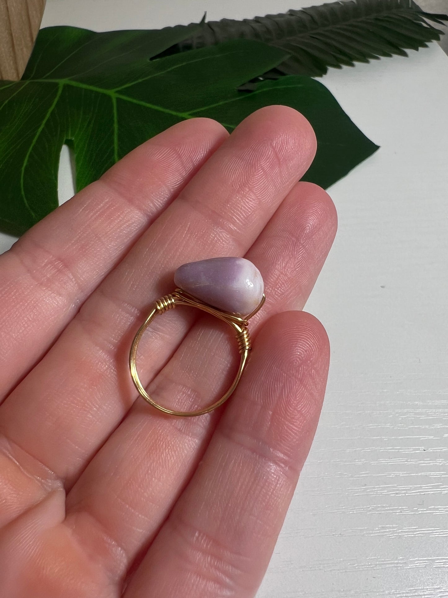 Purple Cone Shell Wire Wrapped Ring - Size 6.5