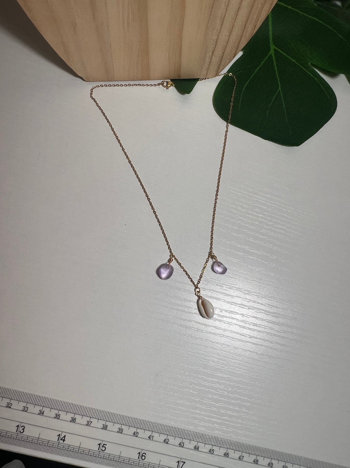 Cowry and Purple Glass Necklace