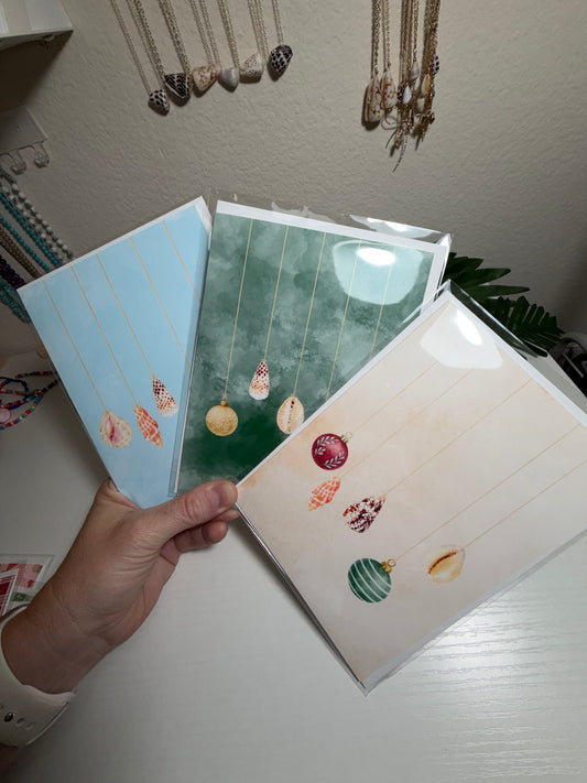 Watercolor Seashell Ornament Christmas Cards