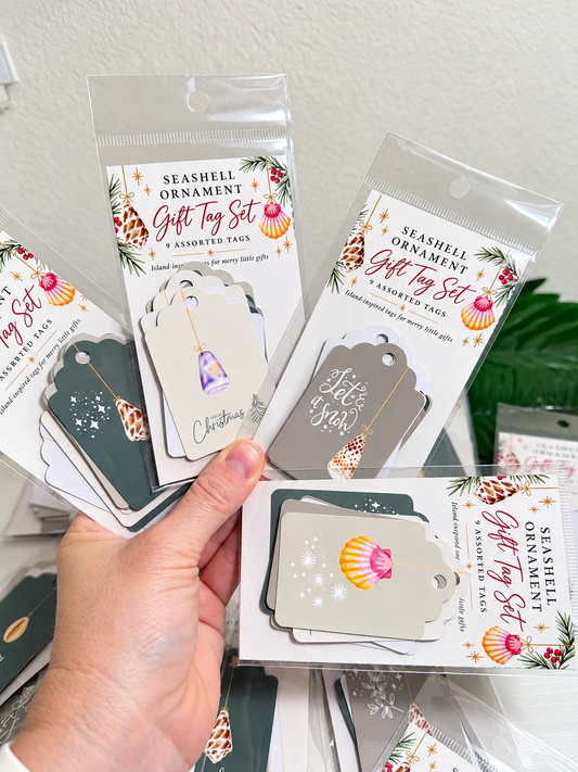 Watercolor Seashell Ornament Gift Tags | Set of 9