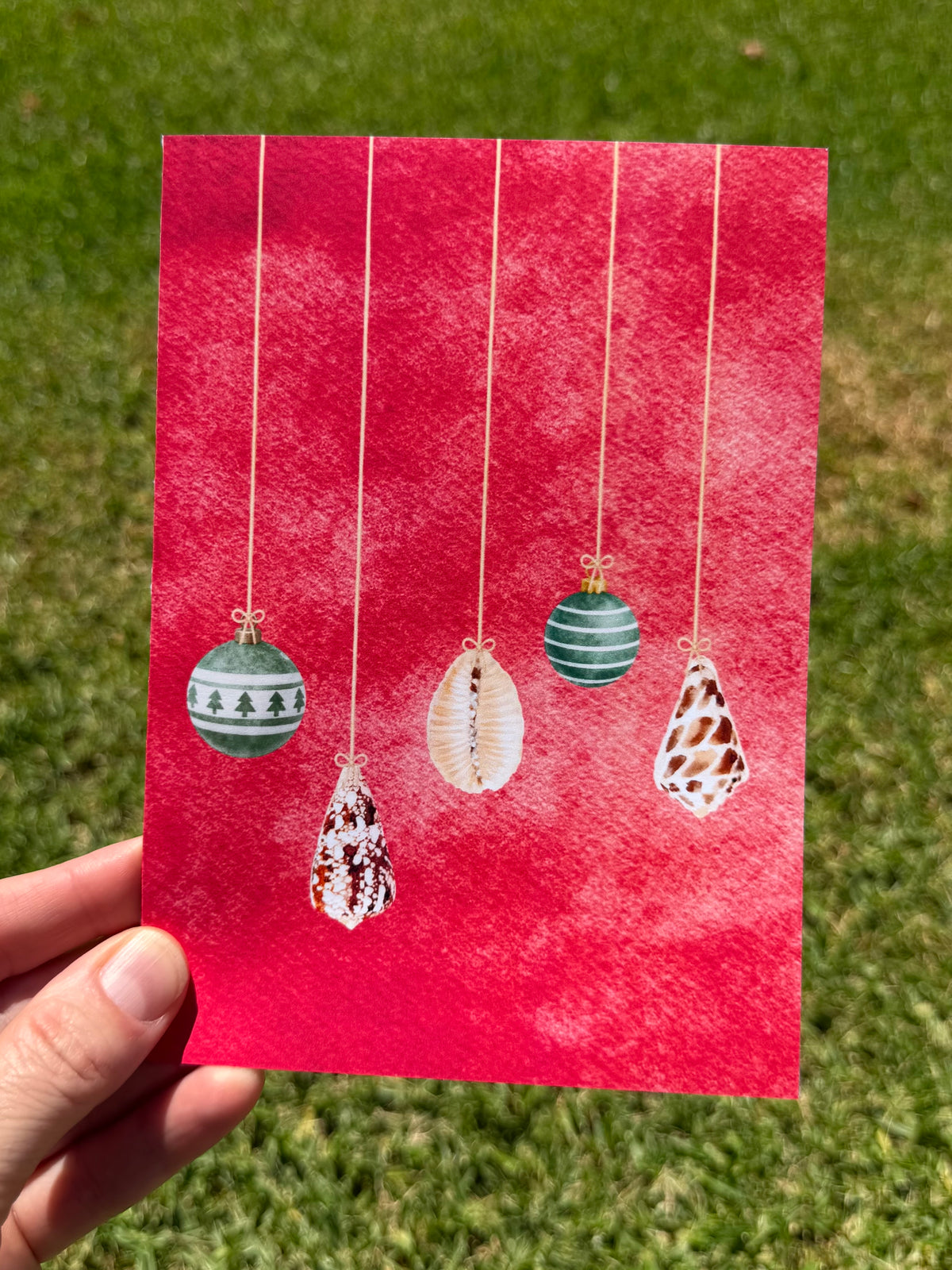Watercolor Seashell Ornament Christmas Cards